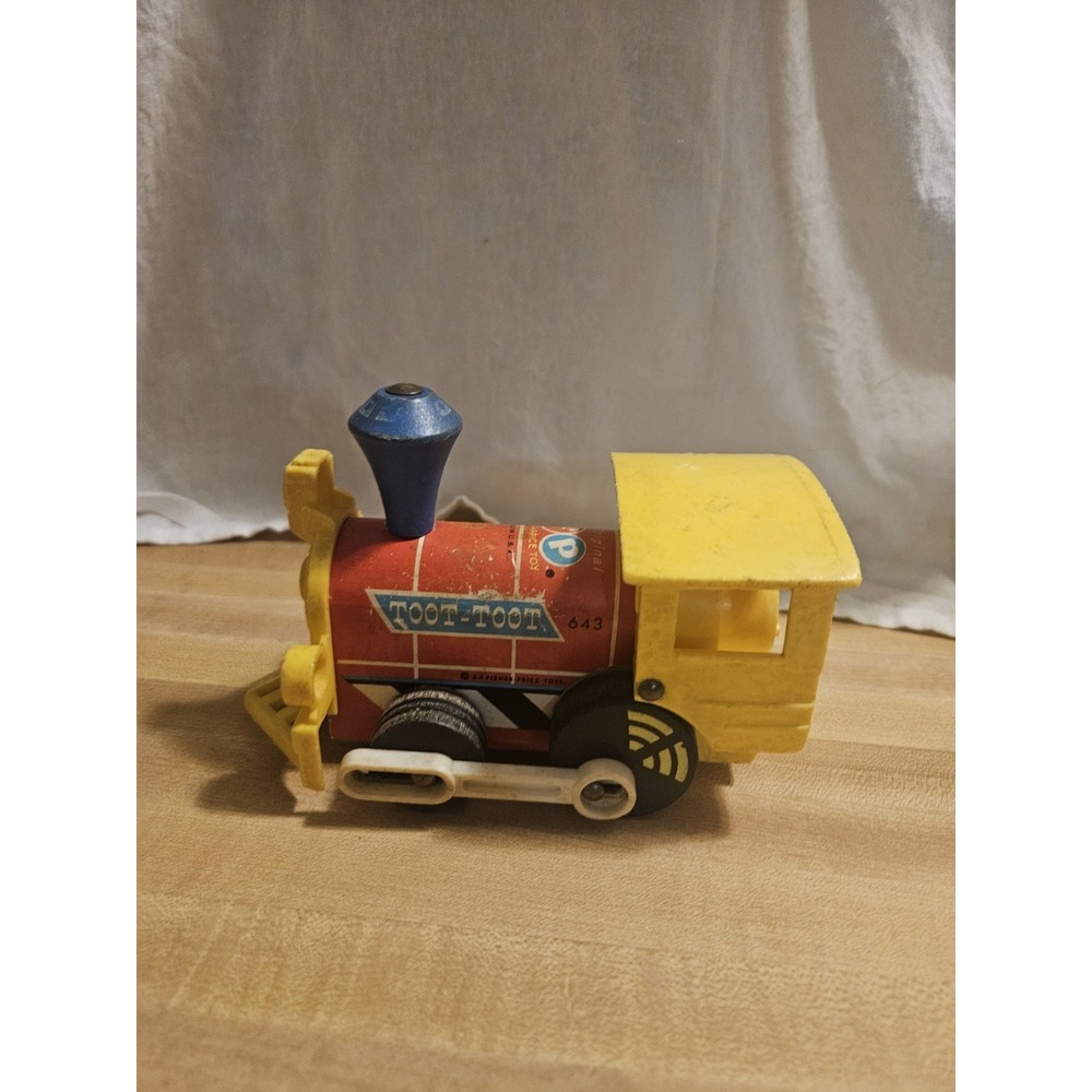 Vintage‎ 1964 Fisher Price Little Wood Toot Toot Train 643 Pull Toy No String